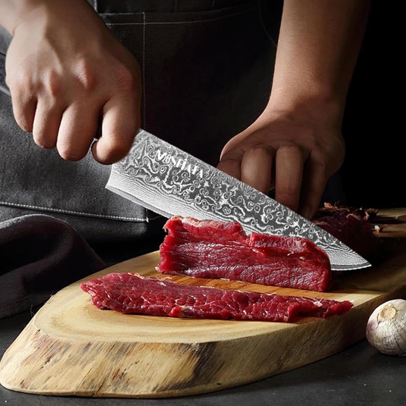 MOSFiATA Chef Knife 8 Inch, Damascus Kitchen Knife,Ultra Sharp Chef's Knives with 67-Layer Damascus Steel VG-10 Blade,Knife Sharpener Rod Gift Box - Image 3